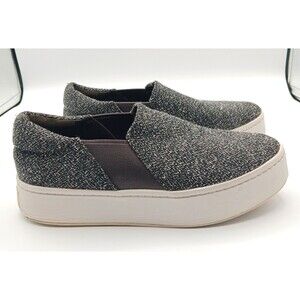 Vince Sneakers Shoes Wn 8.5 Gray Warren Speckled Tweed Platform Slip On Preppy